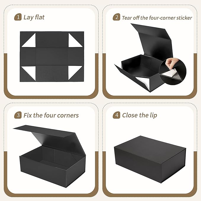 Rinrda 5 Pack Large Black Gift Box,13.75"x9"x4.5", Gift Boxes ...