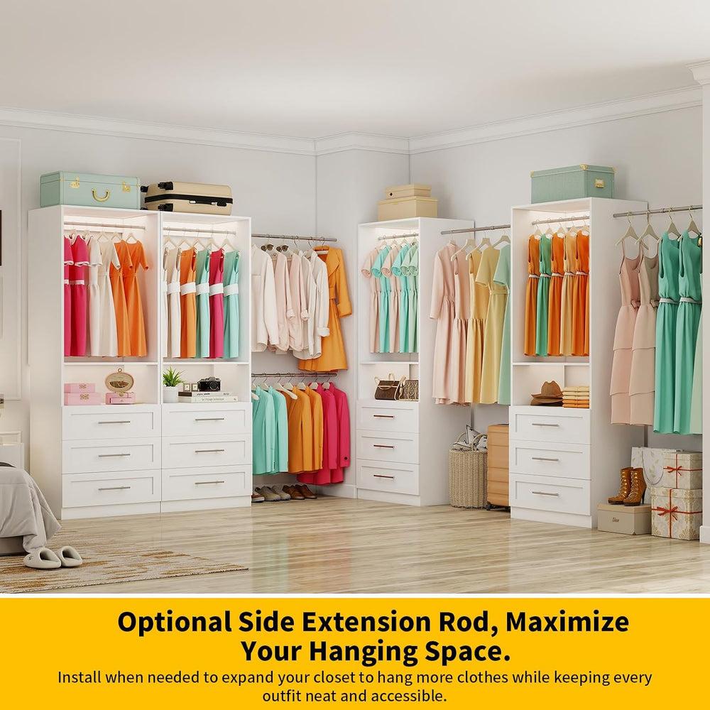 Closet System with 4 Sets, 8FT-21FT Custom Closet System with 9 Drawers for W...