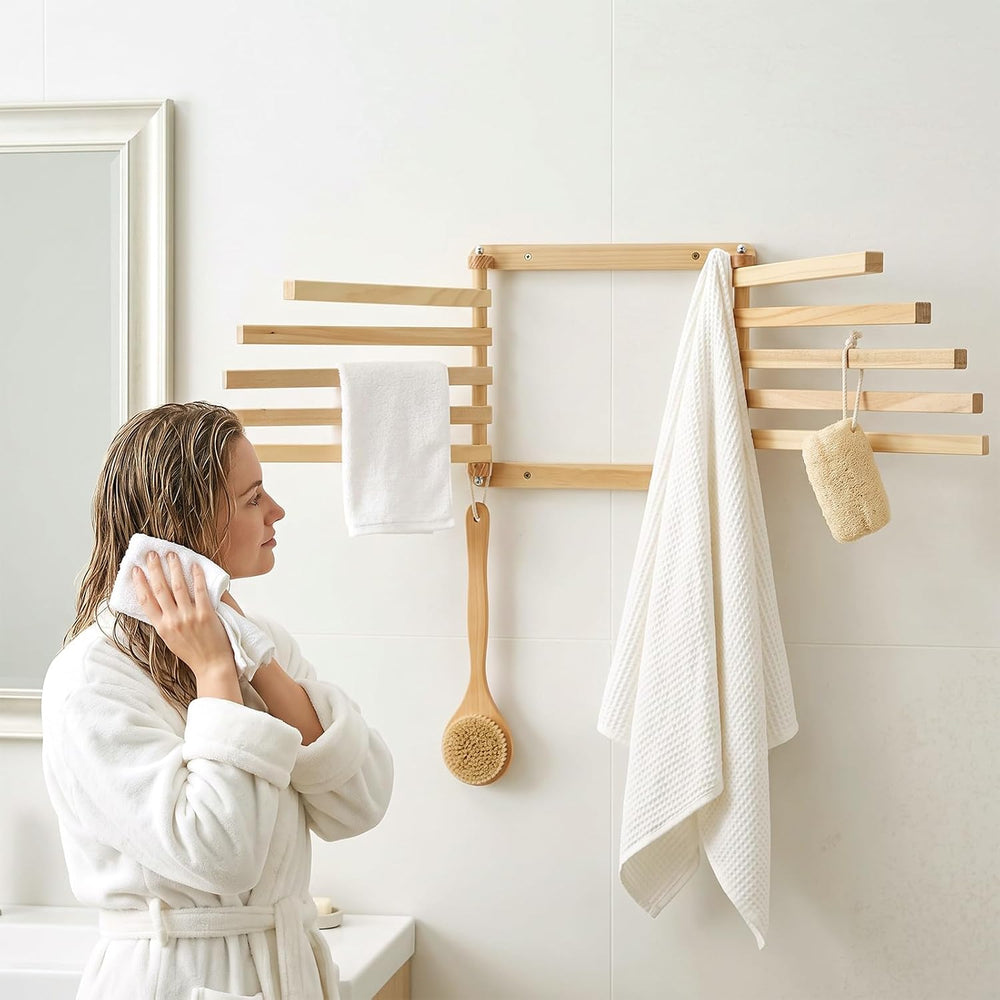 Novabright 1 Pcs Wood Foldable Wall Mounted Drying Rack, Original