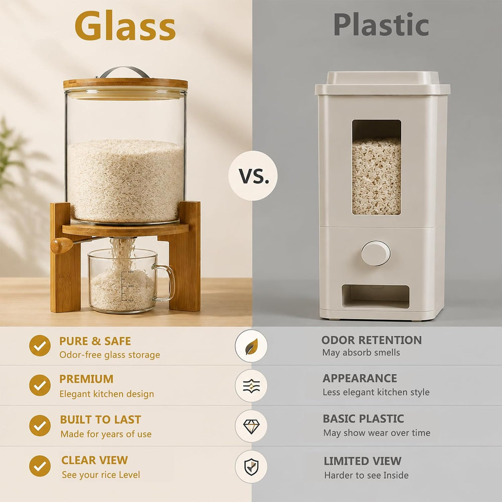 Rice Dispenser, Rice Storage Container:Flour and Cereal Container with Airtig...