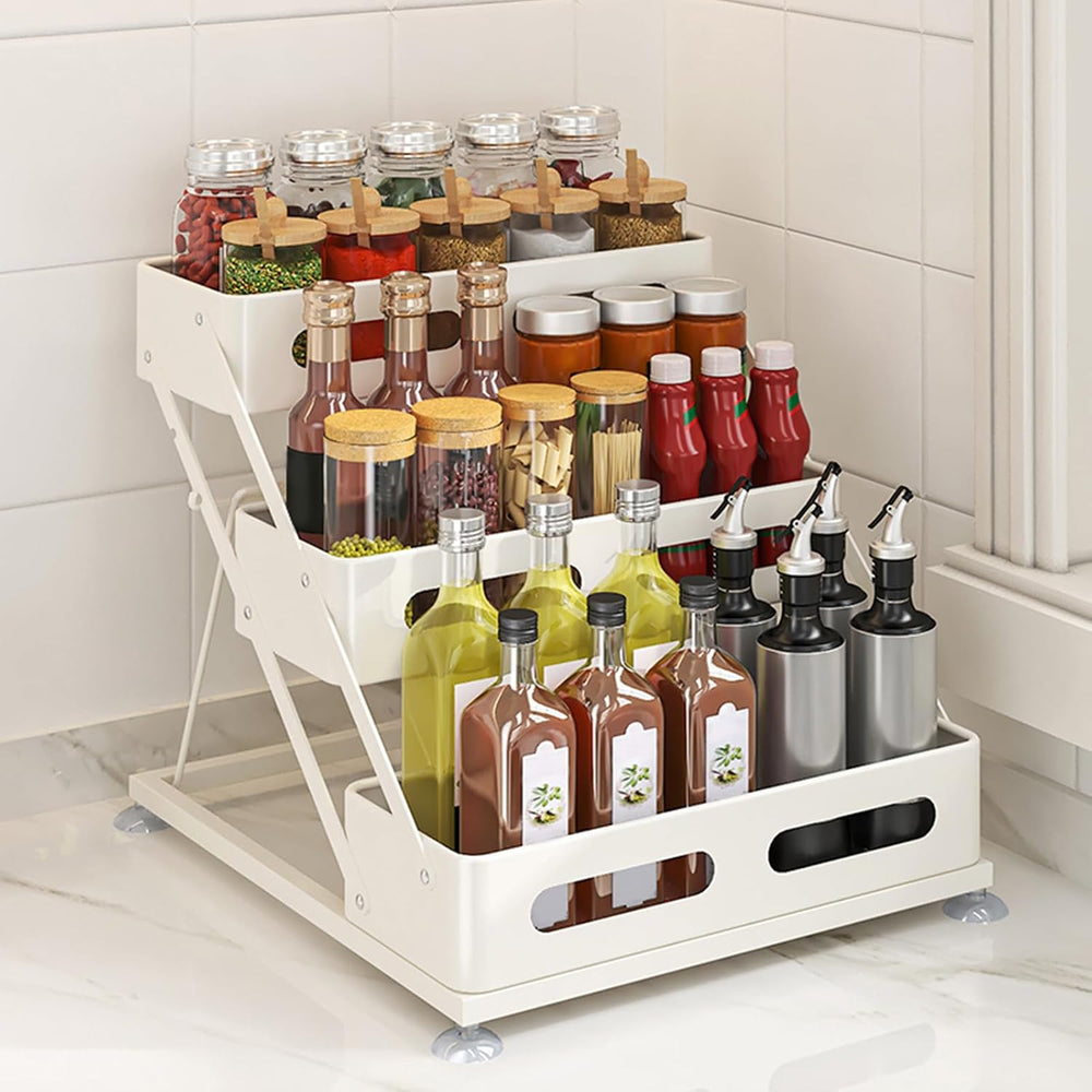3 Tier Foldable Spice Rack, White