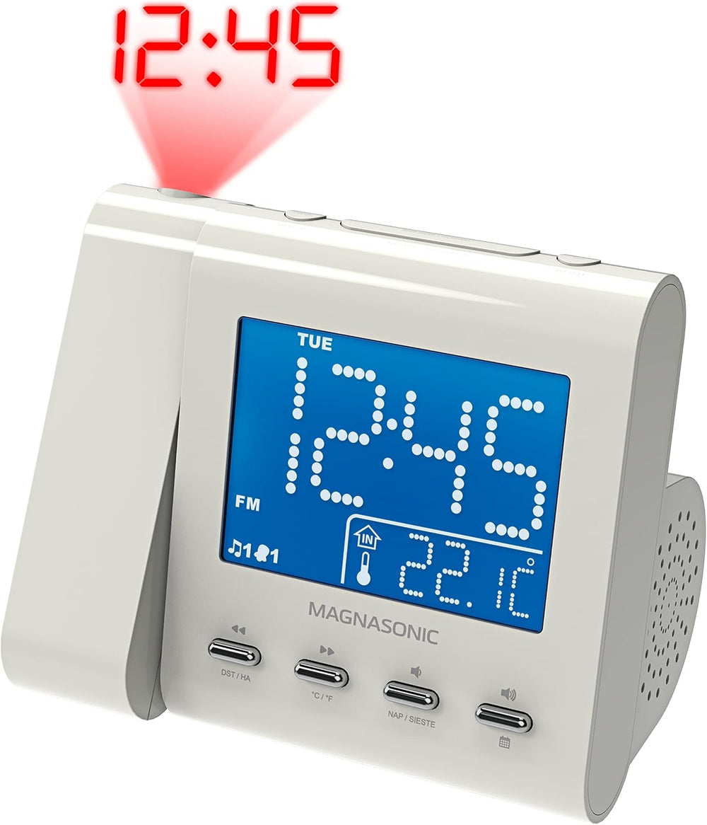 Magnasonic Projection Alarm Clock with AM/FM Radio, Battery Backup, Auto Time...