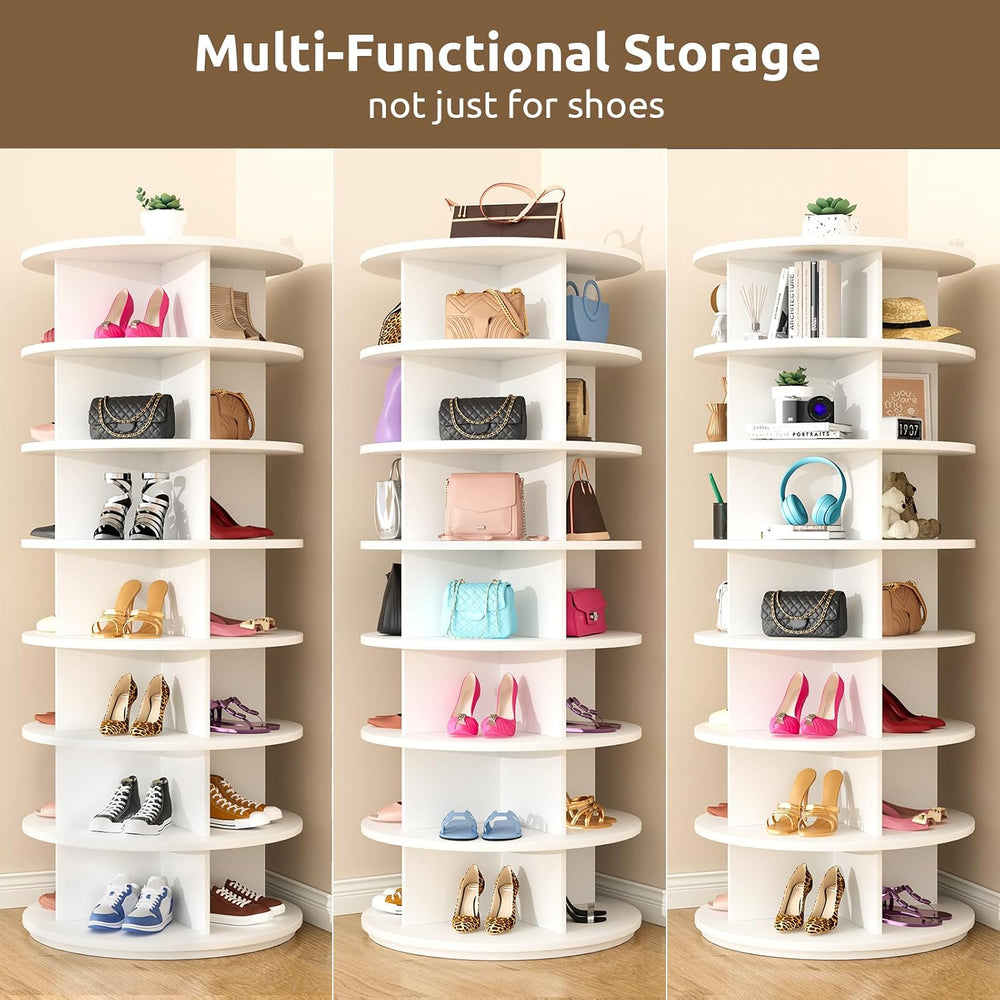 Rotating Shoe Rack 7 Tier Spinning Shoes Organizer Tower for 28-32 Pairs Lazy...