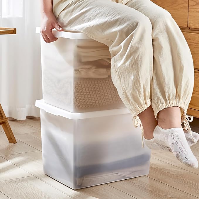 27 Quart Stackable Plastic Storage Bins (4 Pack)