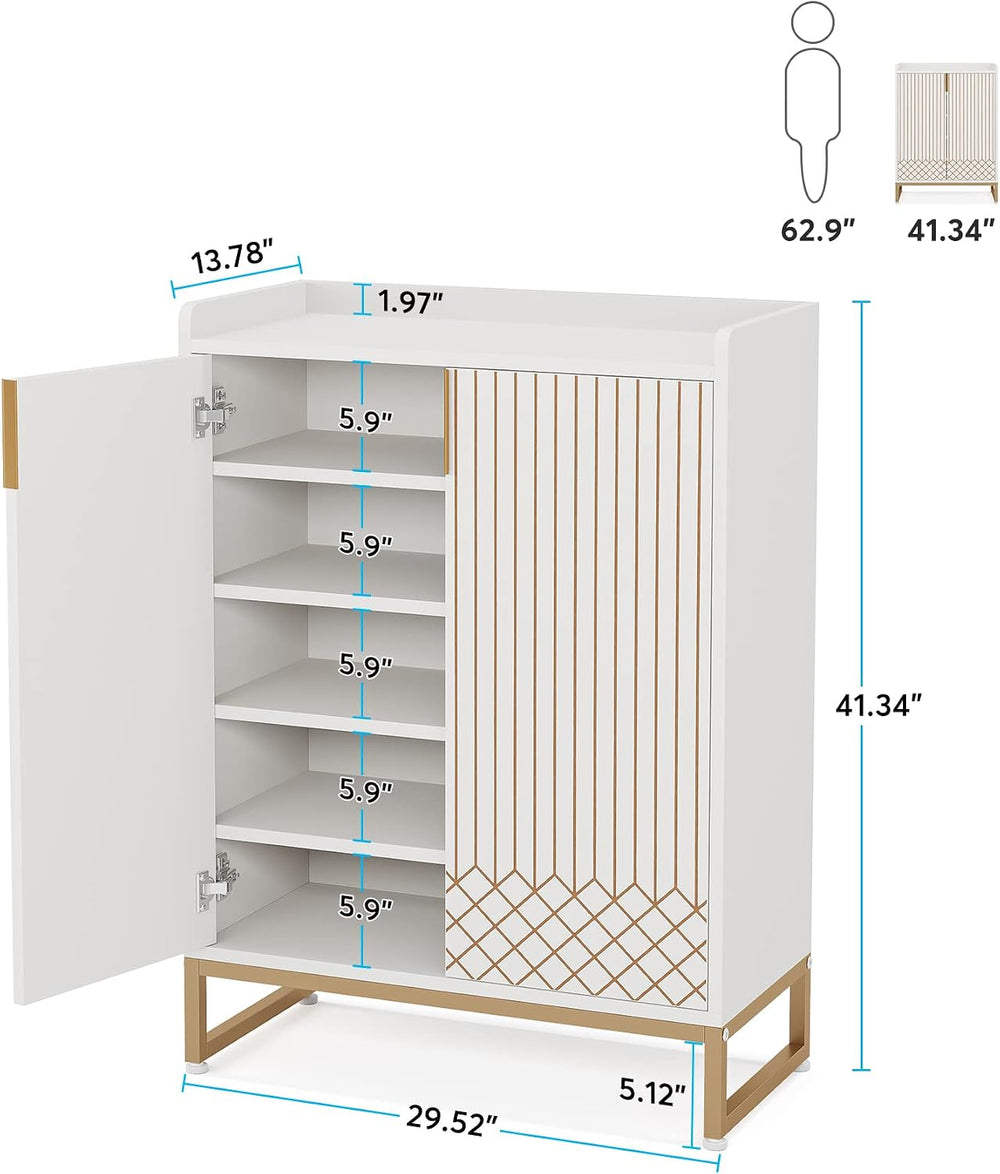 Tribesigns Shoe Cabinet with Doors, 5 Tiers Shoe Storage Cabinet for Entryway...