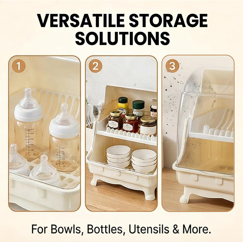 Pilipane Dish Drying Rack, Bottle Dryer Holder with Cover Lid and Removable D...
