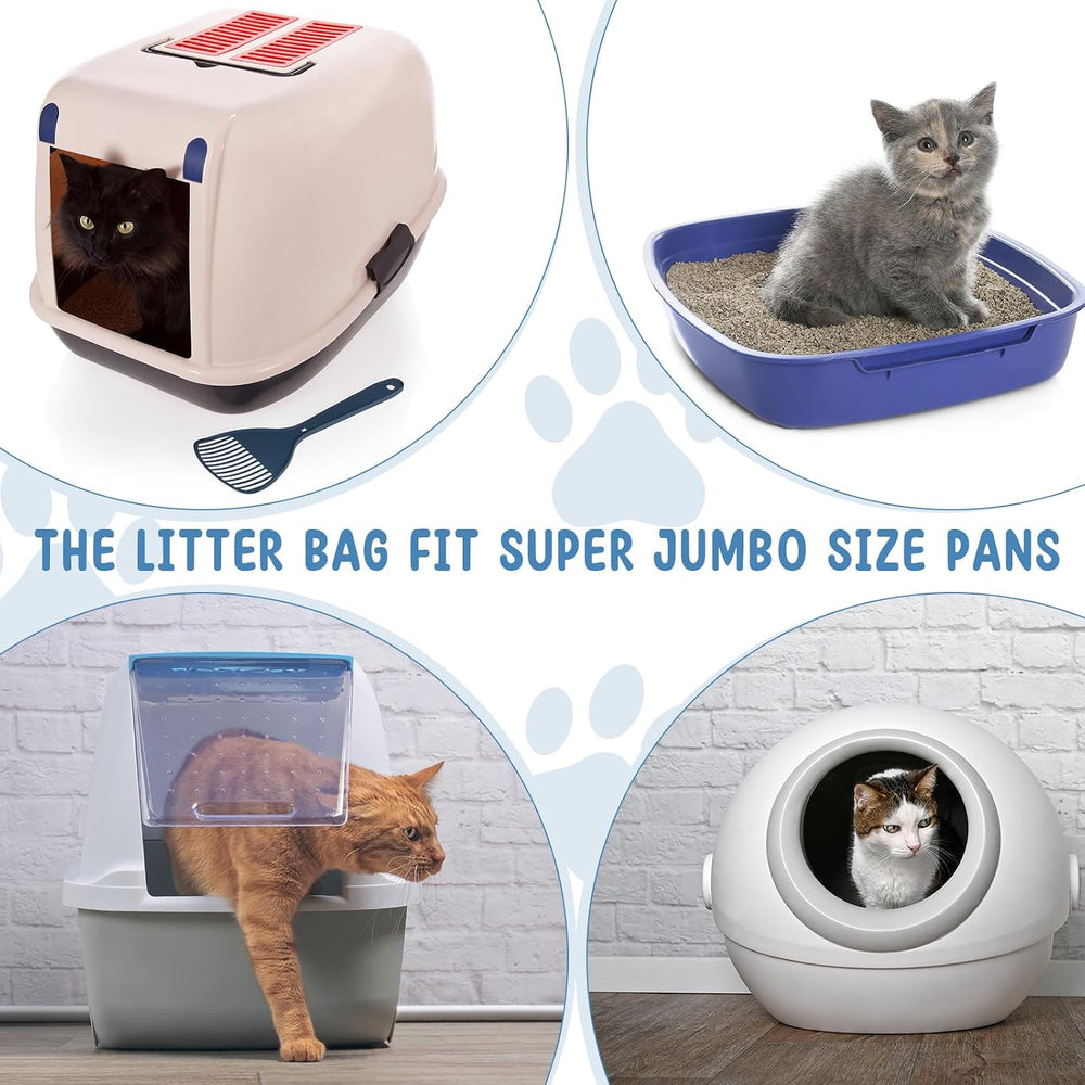 Tinlade 50 Count Jumbo Cat Litter Box Liners,39 x 22 Inch,White, Multicolor
