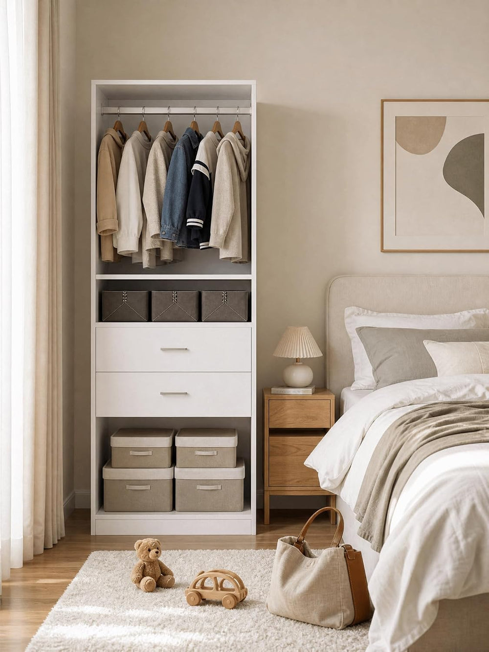 VOWNER 78.7'' H Closet Organizer System with Drawers, Small Closet Wa...