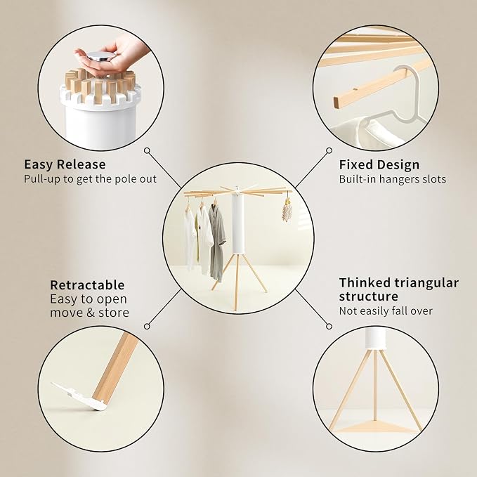 Clothes Drying Rack Tripod, Laundry Hanger Dryer Rack, Portable Drying Rack