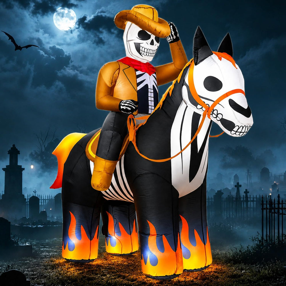 zukakii 7FT Halloween Inflatables Decorations Outdoor Skeleton Cowboy Riding ...
