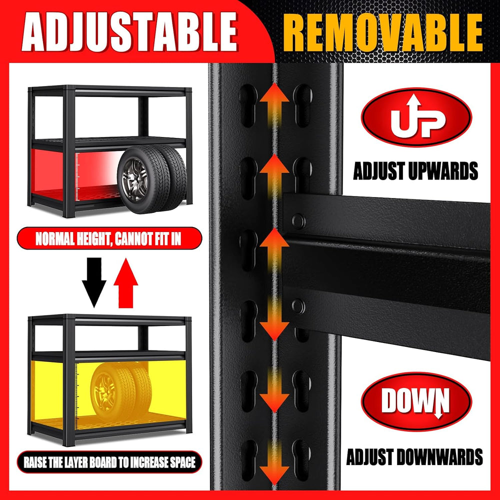 78" H Garage Shelving Heavy Duty Storage Shelves, 5T Adjustable Metal Sh...