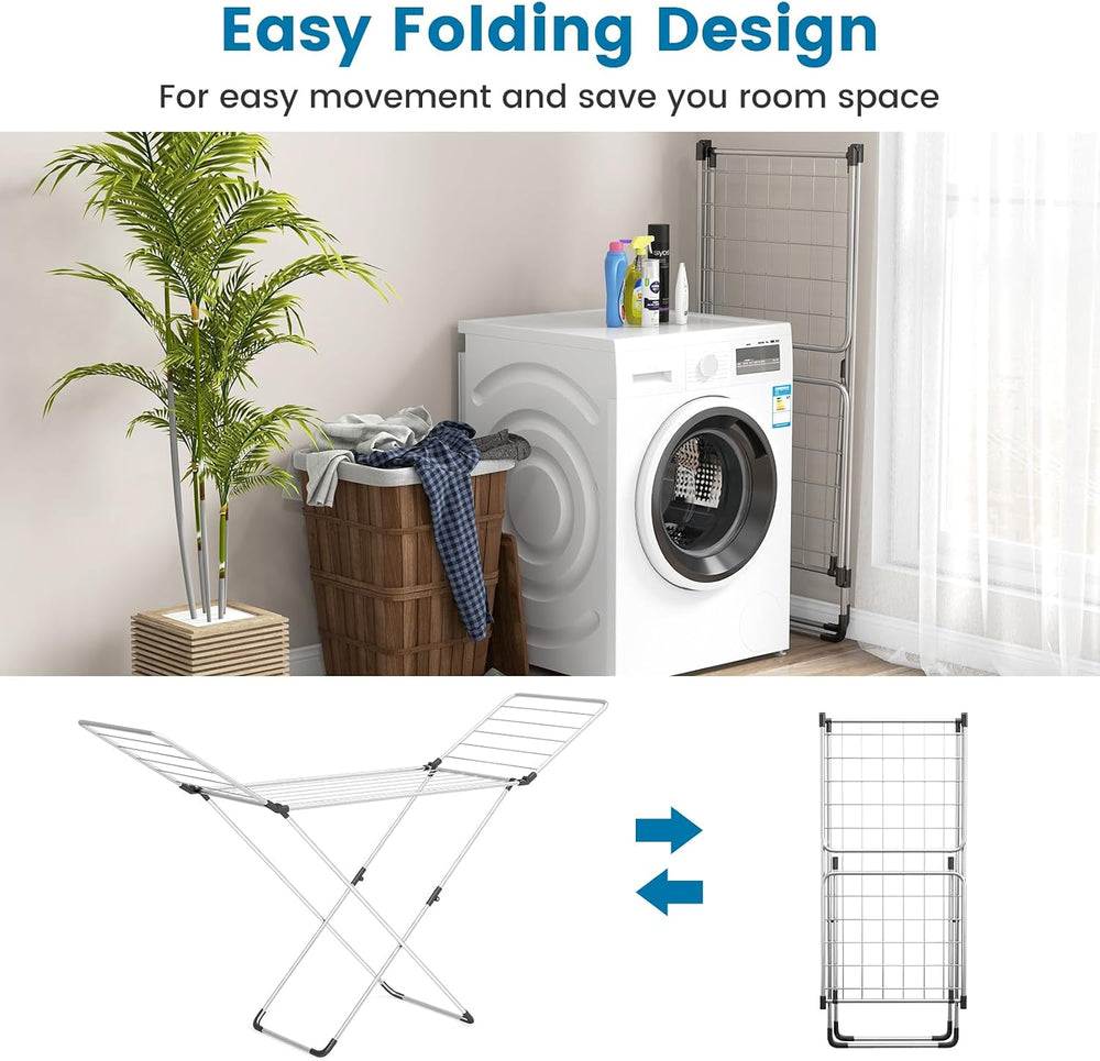 GIANTEX Clothes Drying Rack, Foldable Laundry Drying Rack w/Aluminum Frame, 2...