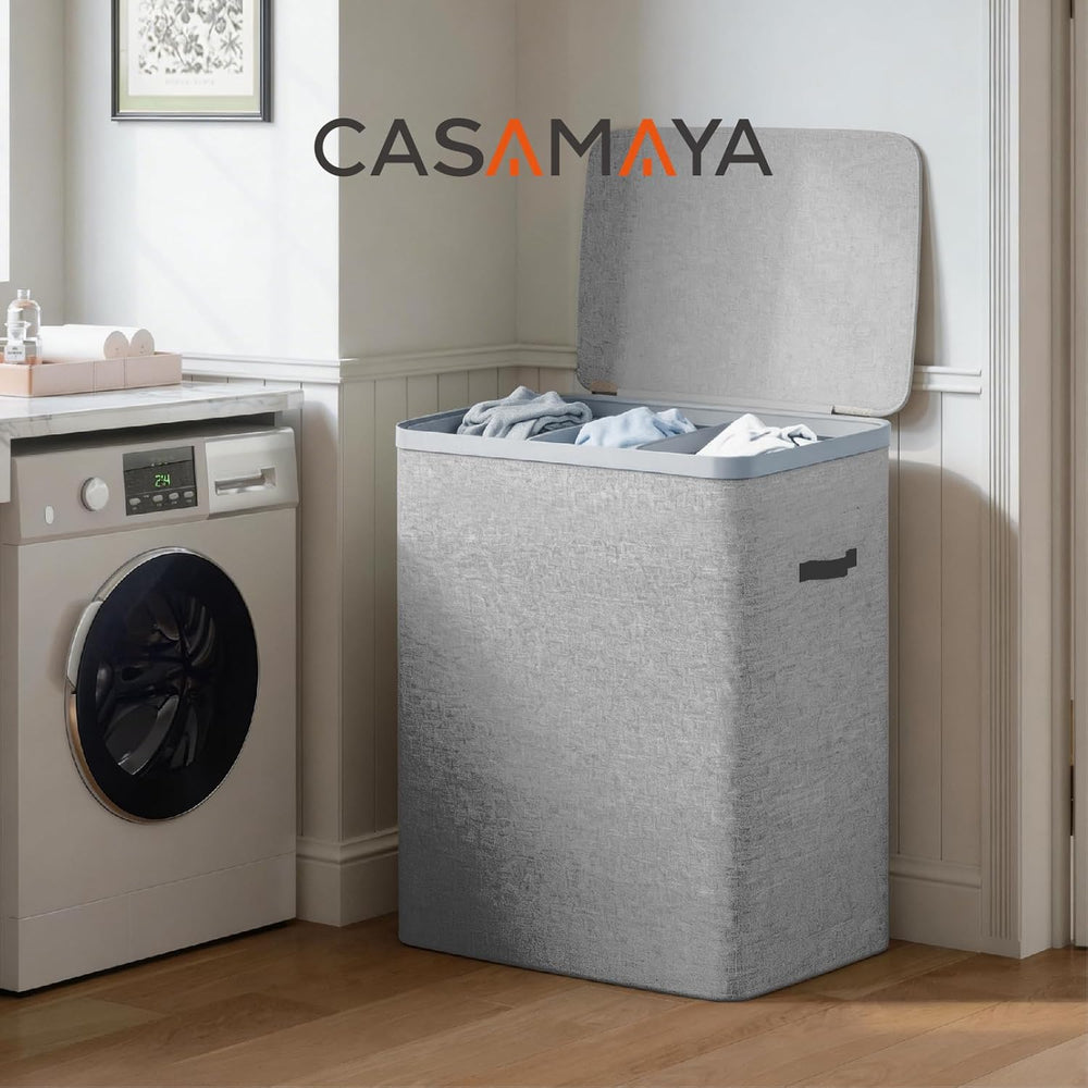 CASAMAYA Laundry Basket with Lid, Laundry Hamper 3 Section, 190L collapsible ...