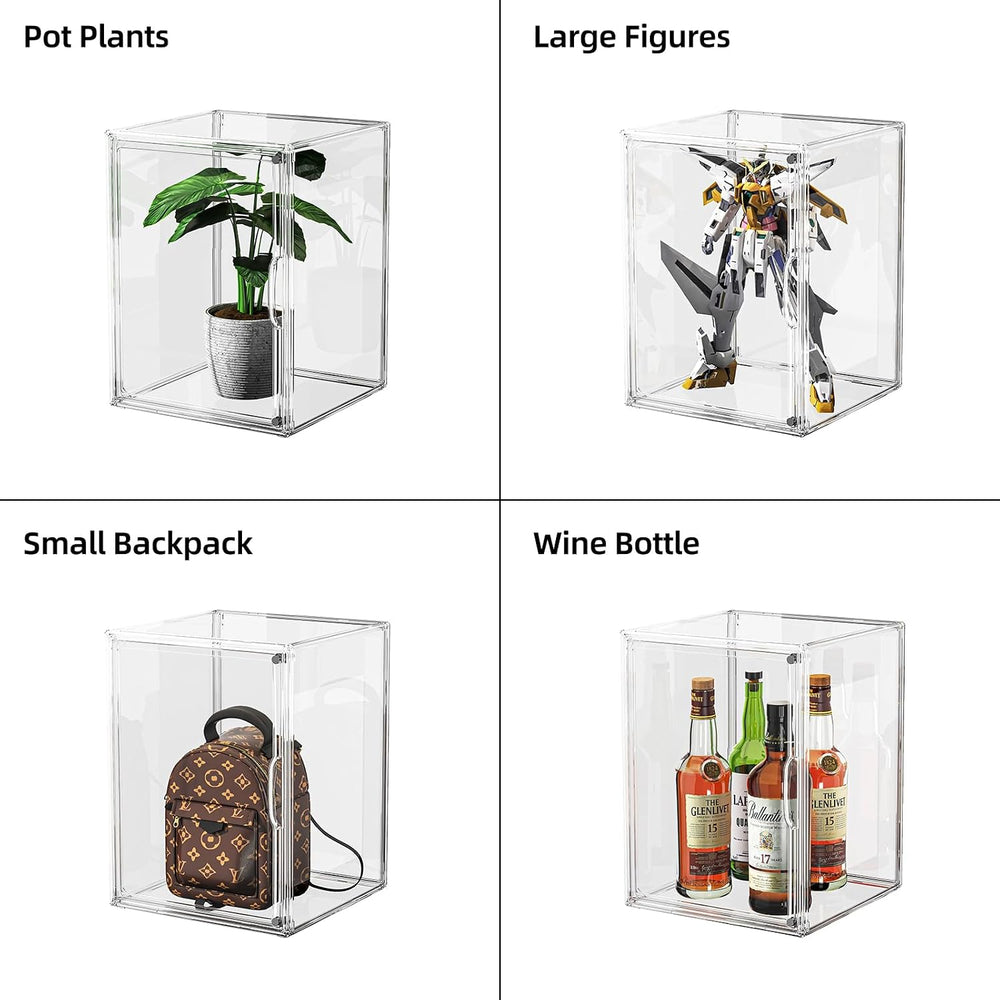 HOYOJA Clear Acrylic Display Case, Large Stackable Storage Bins Magnetic Attr...