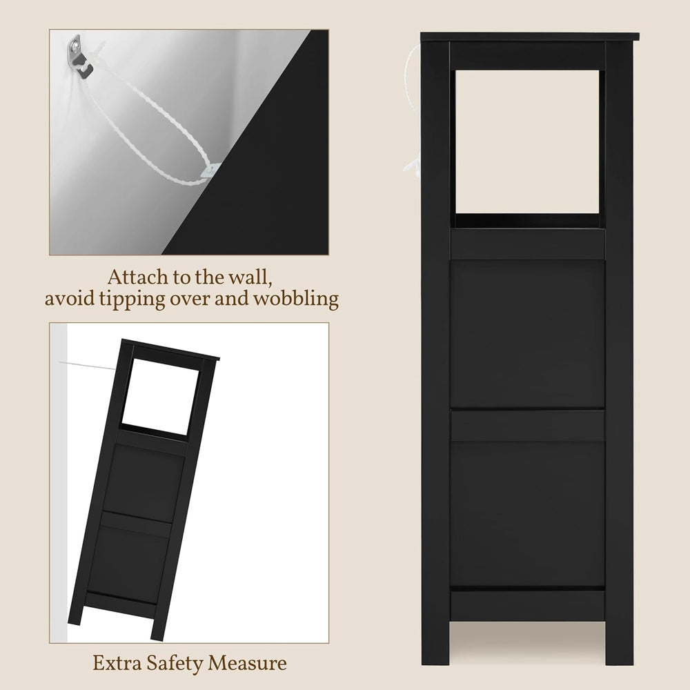 Yaheetech Small Bathroom Storage Cabinet with 2 Drawers & Open Shelf, Black