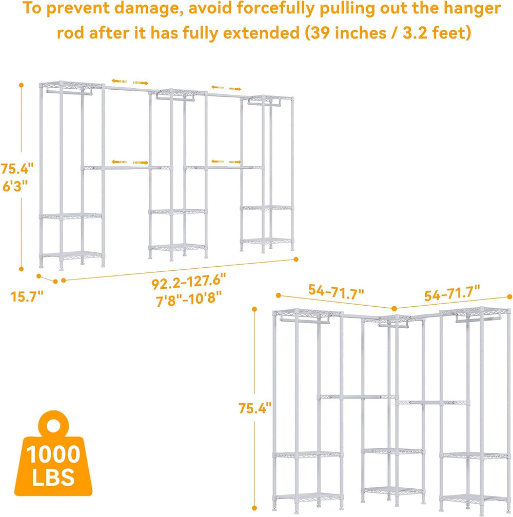 Higeego H11 Heavy Duty Clothes Rack White Clothing Rack for Hanging Clothes
