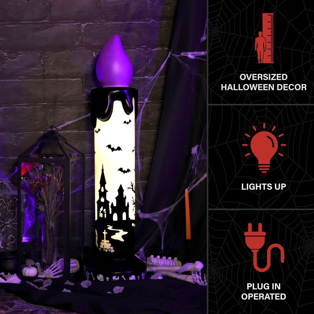 Haunted Hill Farm 3.3-Ft. Purple-Wick LED Candle Blow Mold for Halloween