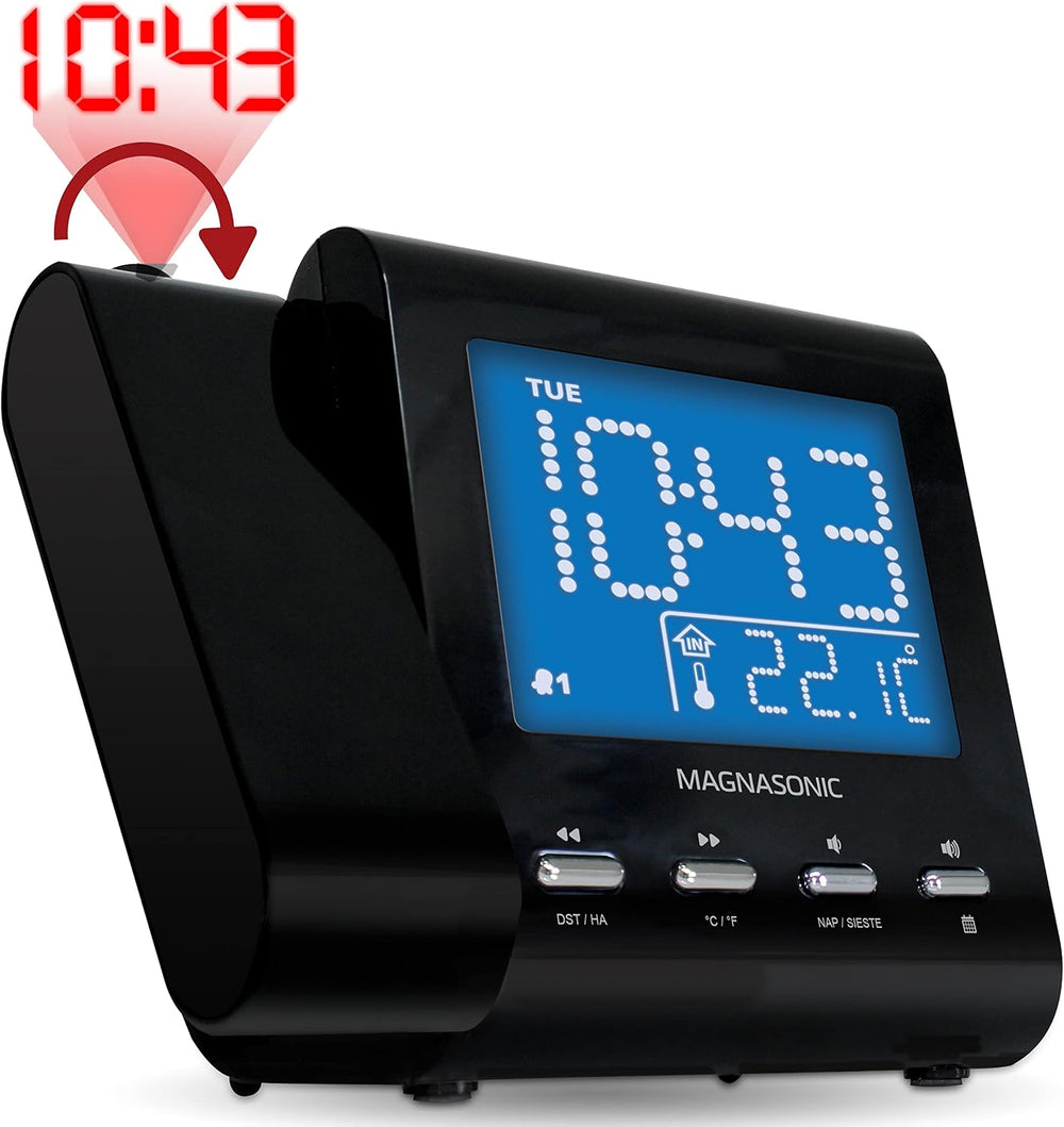Magnasonic Projection Alarm Clock with AM/FM Radio, Battery Backup, Auto Time...