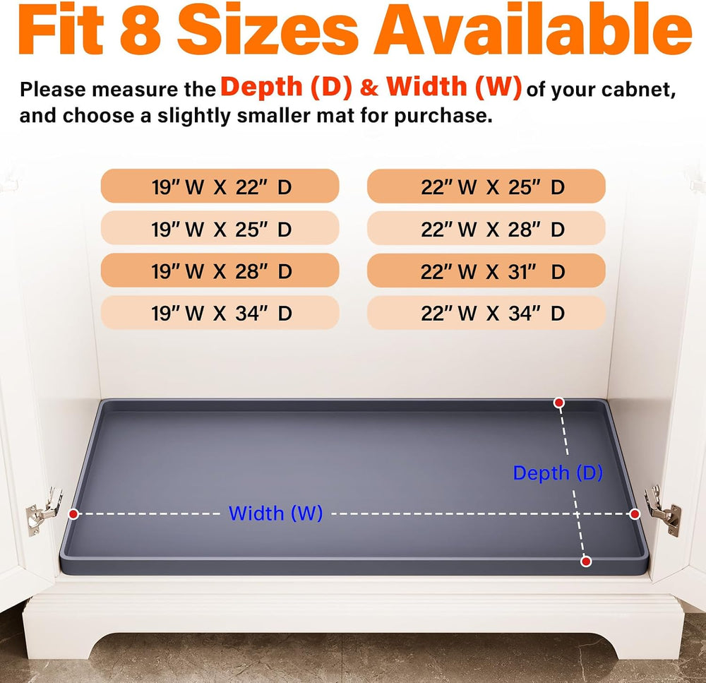 FLATO Waterproof Under Sink Mat, 34" x 22", Beige