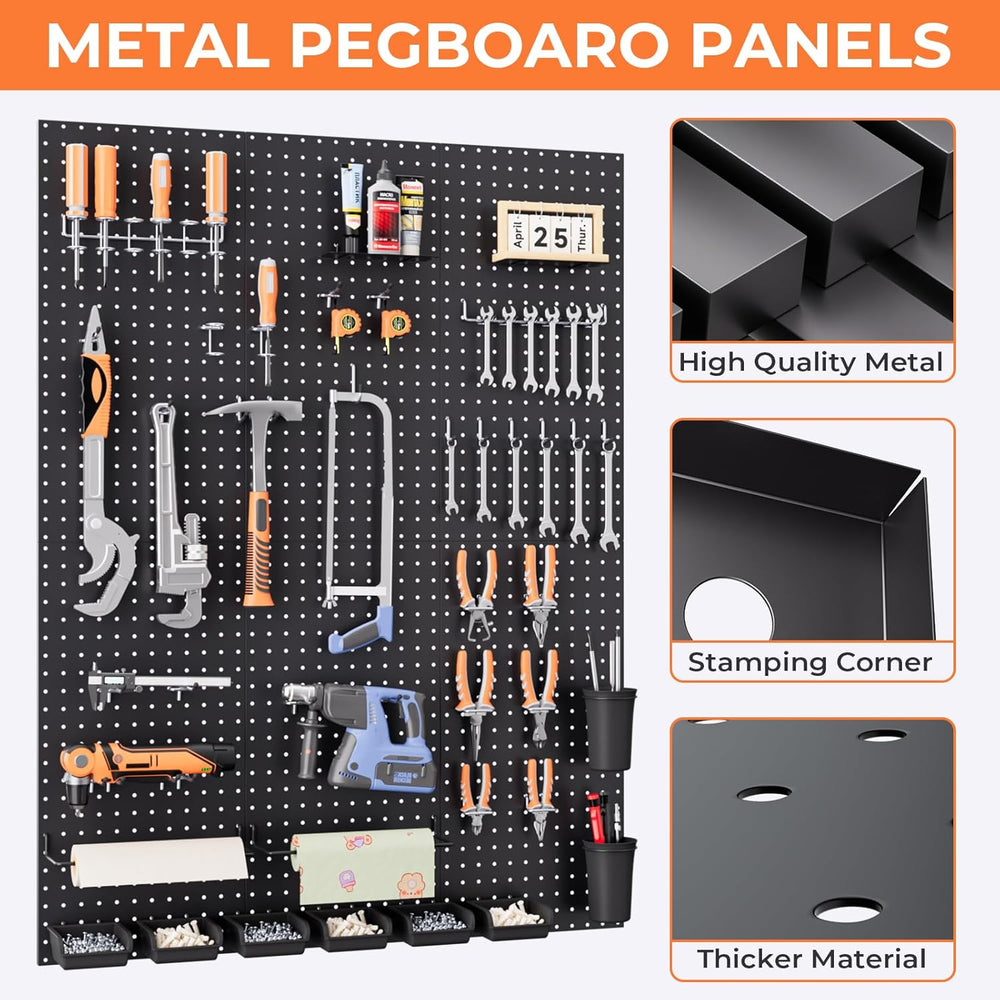 INCLY 48x36 Inch Metal Peg Board Kit 1/4" Pegboard Hooks Accessories