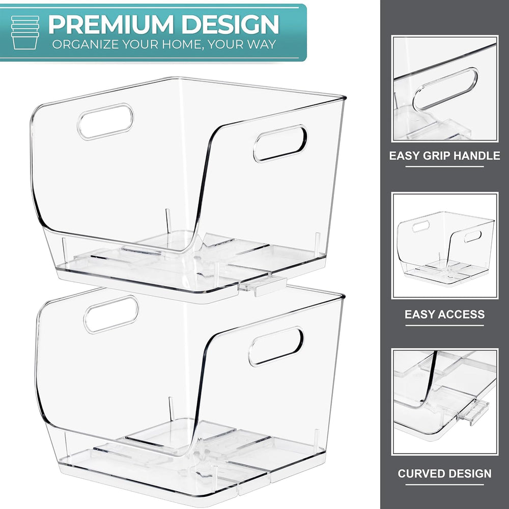 Sorbus Clear Pantry Organizer with Stackable Storage Bins, Open Front