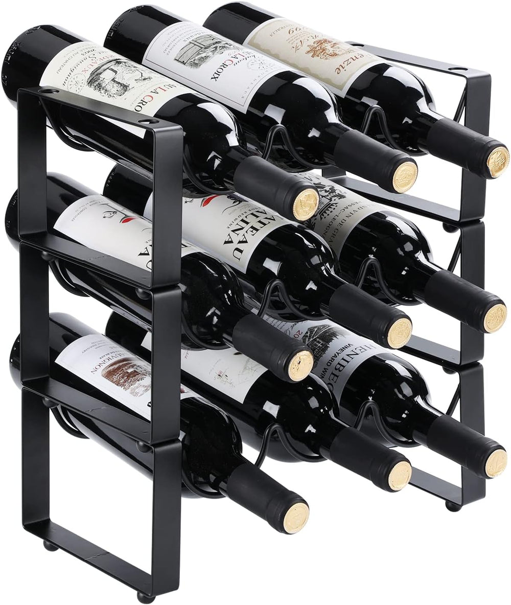 Wine Racks Countertop 3 Tier Stackable Wine Rack Tabletop Metal Wine Storage ...