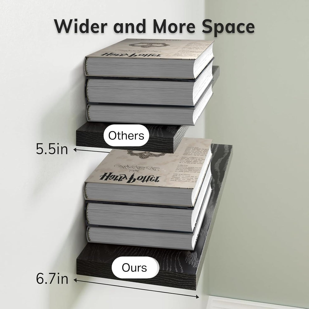 BAYKA Black Floating Shelves 22.5in, Set of 2, Wall Mounted for Wall Decor