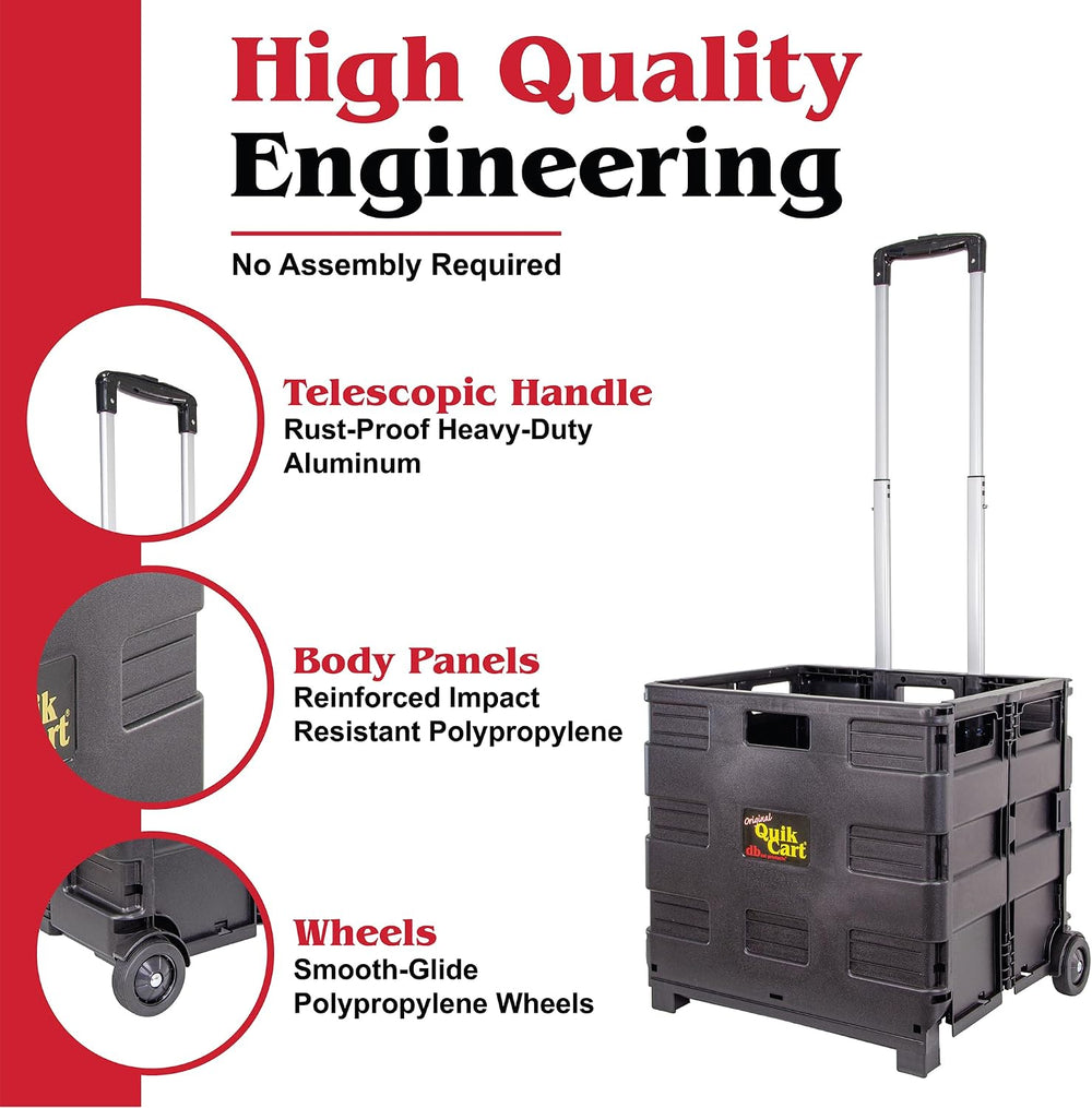 dbest Products Quik Cart Without Lid Collapsible Rolling Crate - Black