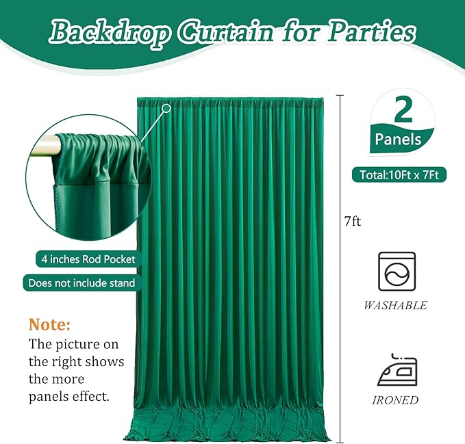 10 x 7 Feet Green Backdrop Curtain for Partie, Background Curtains for Photos...