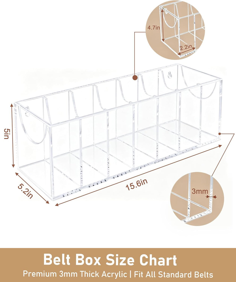 Belt Organizer, 7-Tier Acrylic with Dust Cover, for Closet, Clear