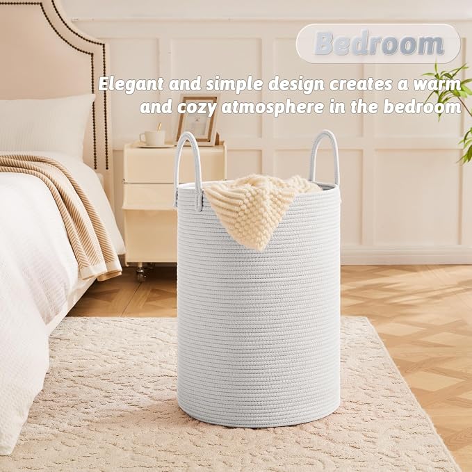 Laundry Basket, Woven Cotton Rope Laundry Hamper, 100L