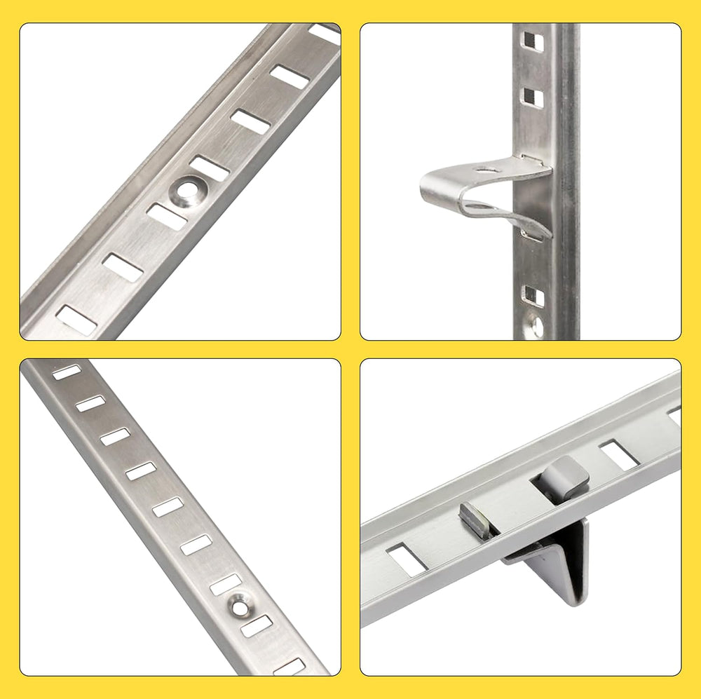 Adjustable Shelf Bracket 40 Inch 8 Pack Silver Shelf Pilaster Strips Shelf Ra...