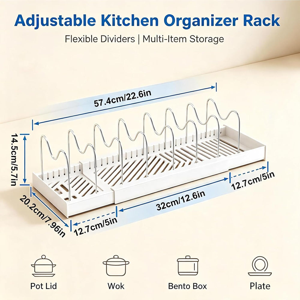 Expandable Kitchen Pot & Pan Lid Storage Rack 2 Pack, Adjustable Divider ...