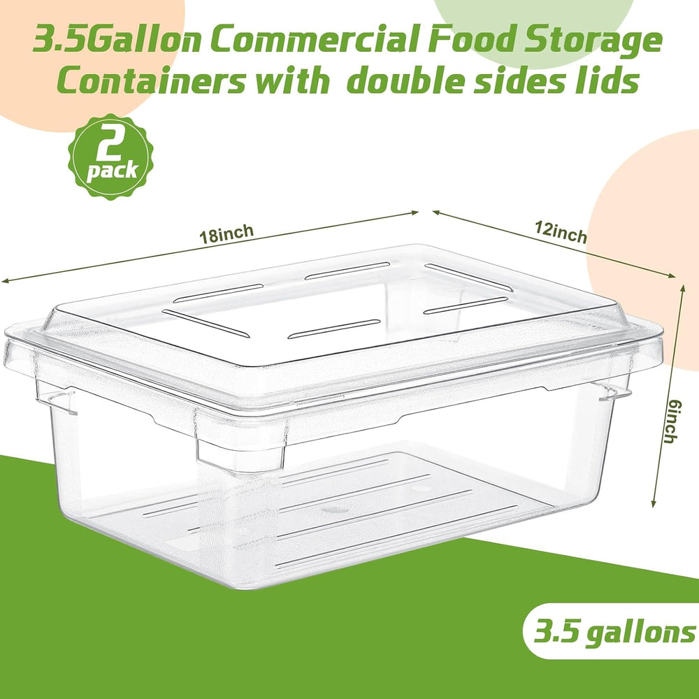 2 Pack 3.5 Gallon Polycarbonate Food Storage Containers with Lids