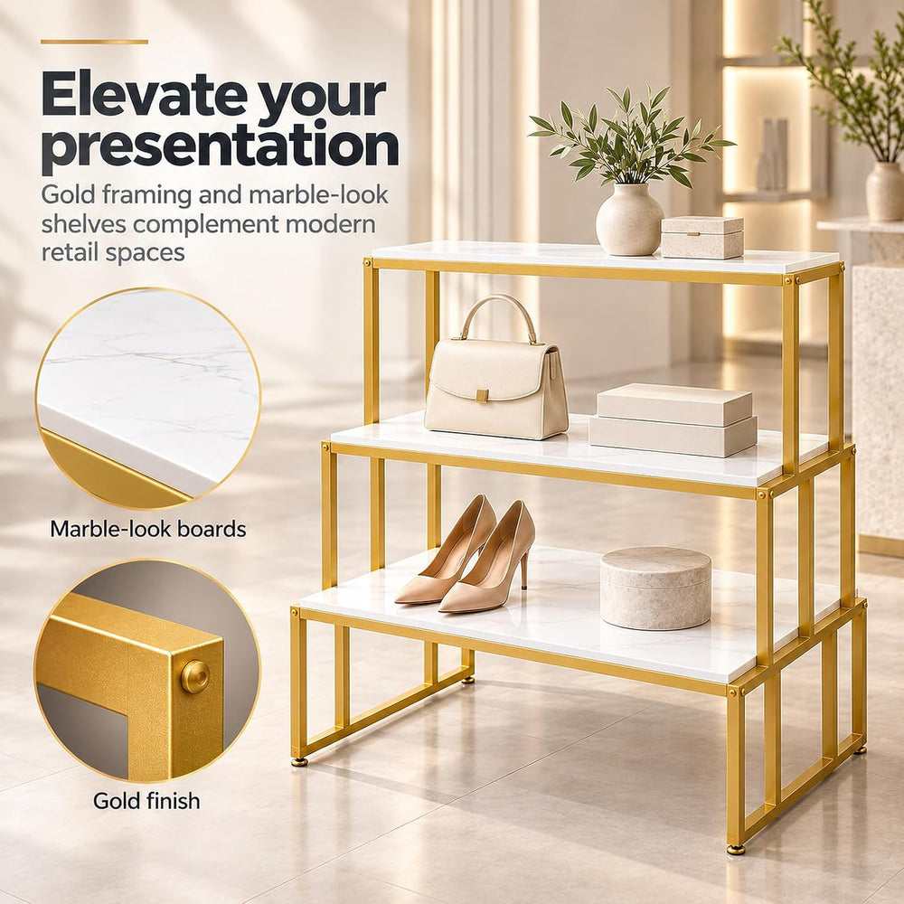 3 Tier Retail Display Table, Metal Shoe Handbag Boutique Stand