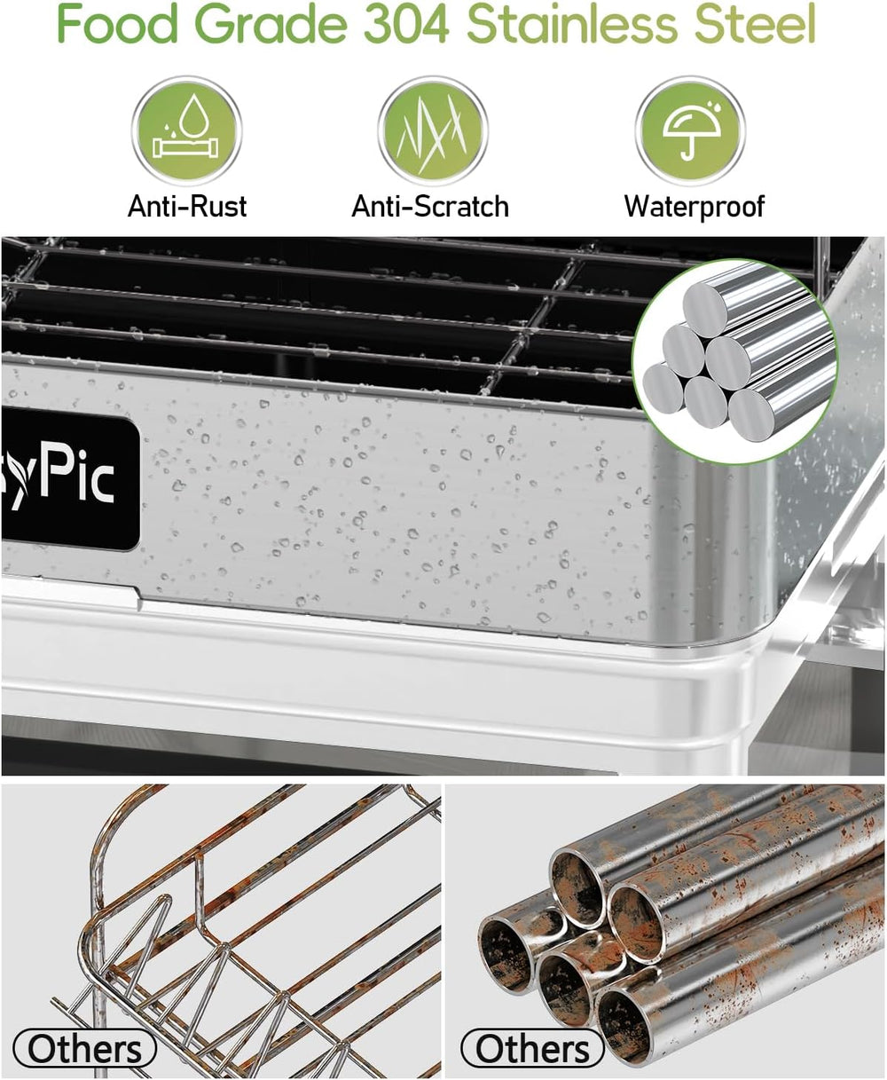 2 Tier Dish Drying Rack, Thicker Premium 304 Stainless Steel Dish Racks for K...