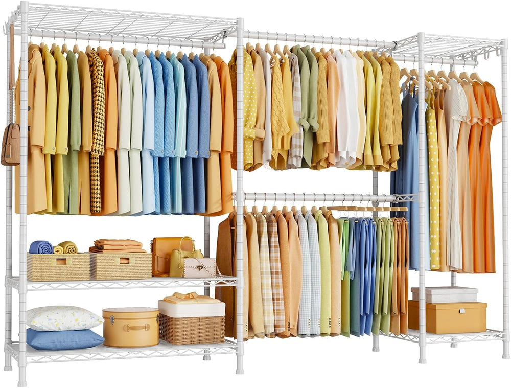 ULIFHOME Heavy-Duty Garment Rack, Adjustable Clothing Racks Hanging Clothes