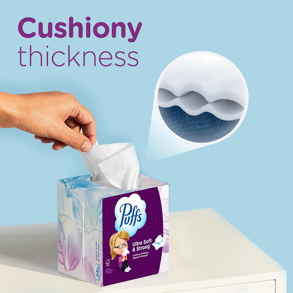 Puffs Facial Tissue Ultra Soft Non-Lotion, 18 Cube Boxes, 56 Facial Tissues p...