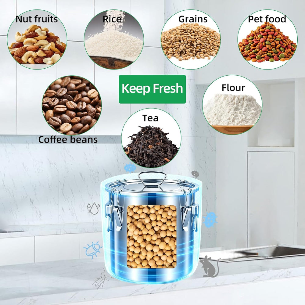 304 stainless steel food storage containers with lids lock clips airtight con...