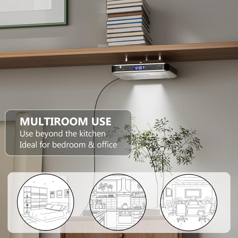 iLive Bluetooth Under Cabinet Radio with Clock, Timer & LED Kitchen Light