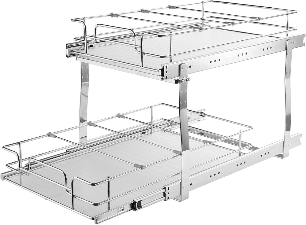 VEVOR Pull Out Cabinet Organizer, 14" Wx21.2 Dx15.2 H Heavy 2 Tier Duty ...