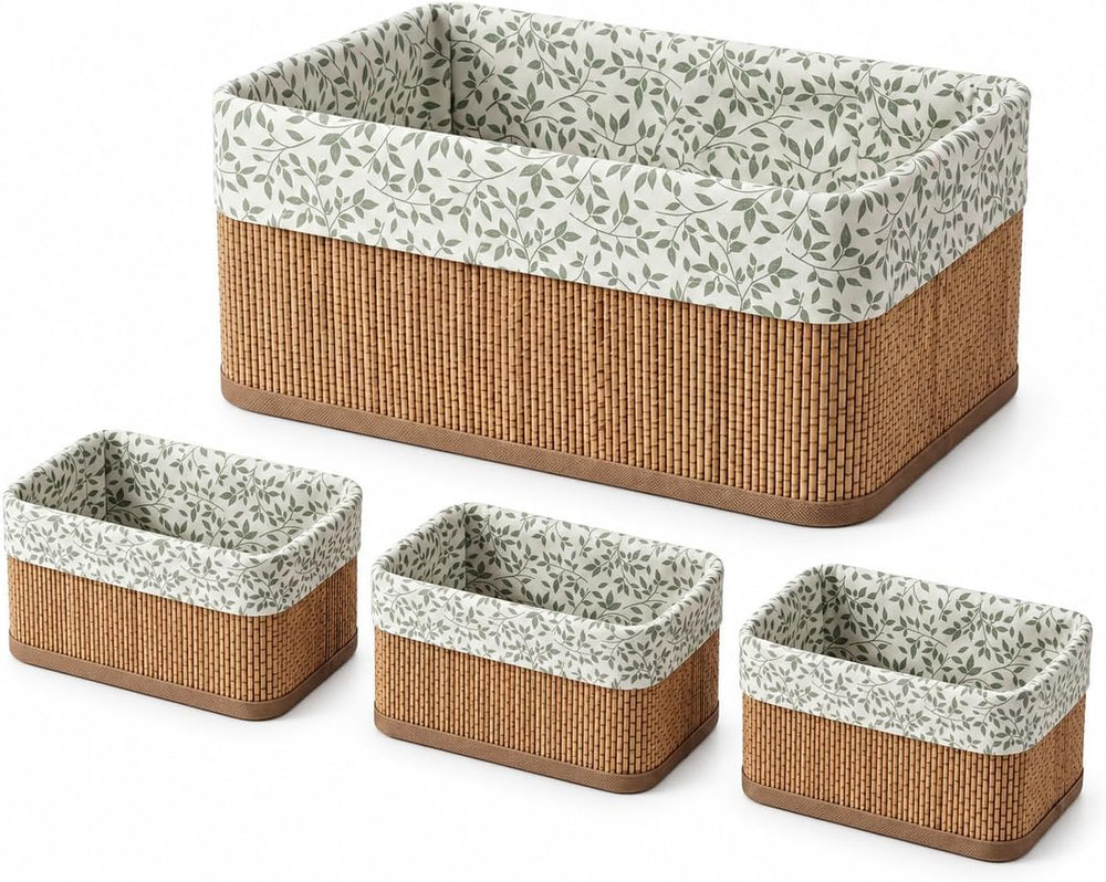 4-Piece Wicker Storage Baskets for Organizing