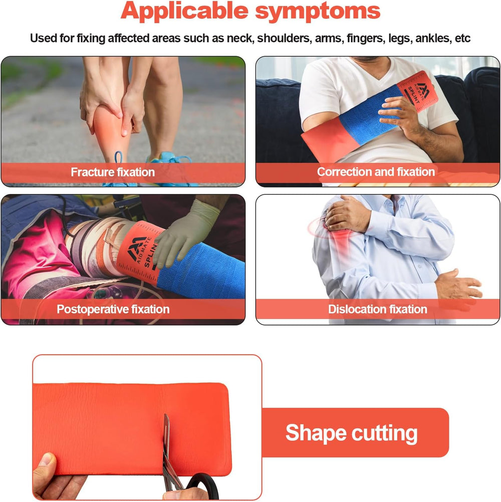 First Aid Splint Kit – 4 Reusable Malleable Splints (36"/18"/9"...