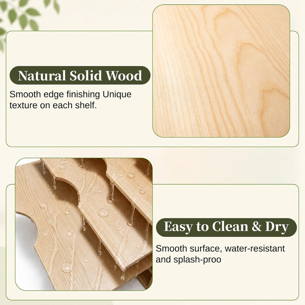 Wood Tray Dividers for Cabinets, 4 Tier, Baking Sheet Organizer for Kitchen