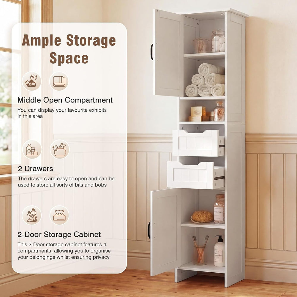 67" Tall Bathroom Storage Cabinet, Narrow Bathroom Cabinet with 2 Doors,...