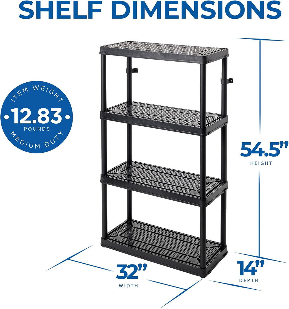 Gracious Living 4 Shelf Fixed Height Medium Duty Storage Unit 14 x 32 x 54.5 ...