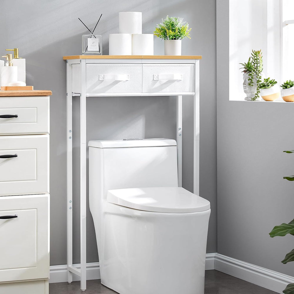MOHOPE 2-Tier Over The Toilet Storage with 2 Fabric Drawers, Freestanding Abo...