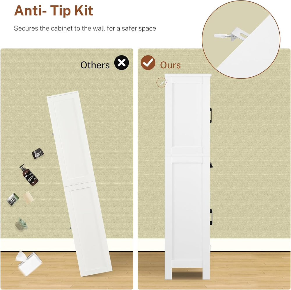 Pantry Cabinet with 4 Doors, Kitchen Storage Cabinet with Door Shelves,