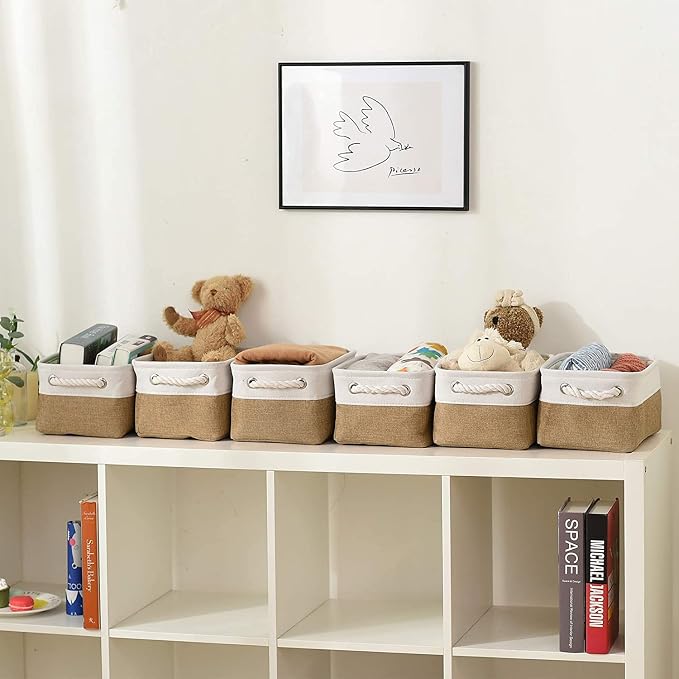 Small Baskets for Organizing, Collapsible Storage Baskets for Shelves, Storag...