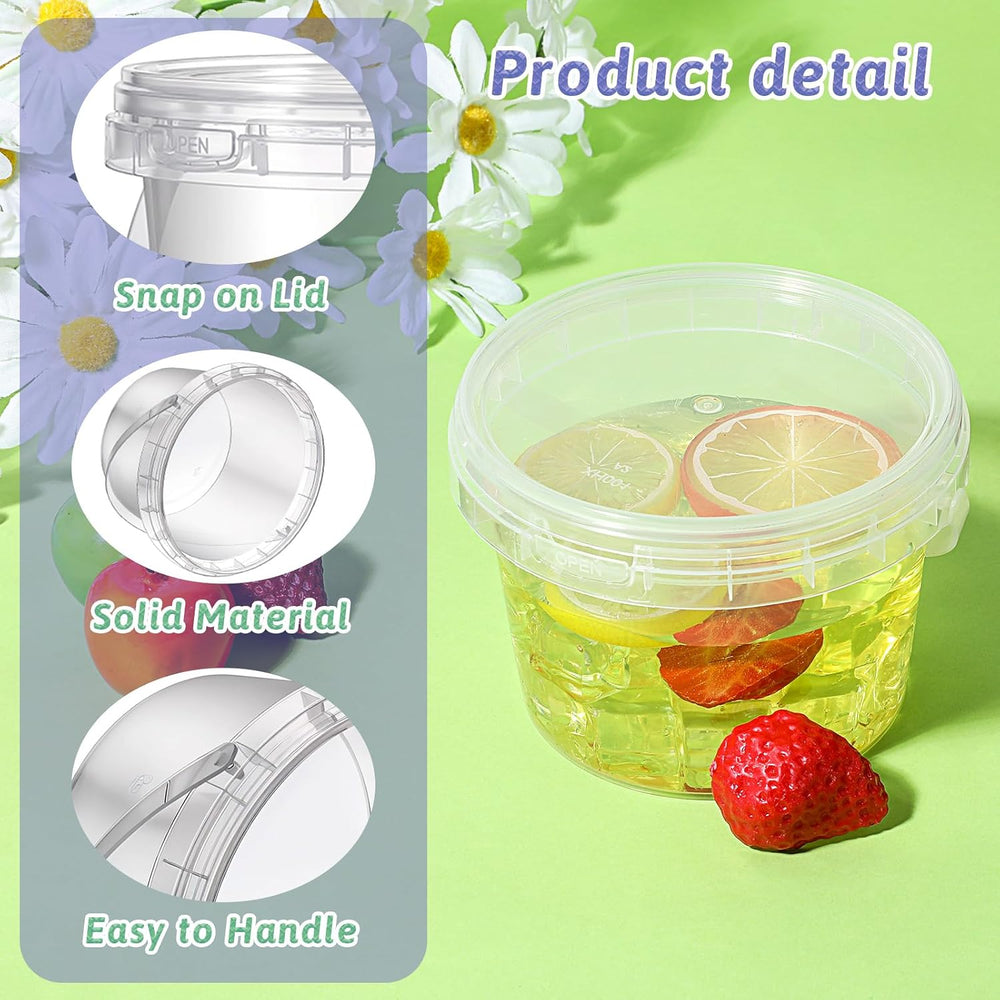 40 Pcs 16oz Clear Plastic Buckets with Handles and Lids, 16oz Mini Drinking B...